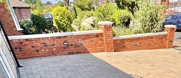 Garden wall after jetwashing
